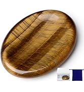 NUKAYAI Thumb Worry Stone Tiger Eye Crystal Stone Healing Crystals Natural Oval Tiny Fidget Menta...