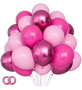 KAWKALSH Pink Balloons Metallic, 60Pcs 12Inch Hot Pink Latex Balloon and Dark Magenta Balloons fo...