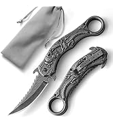 COOL PARD EDC Pocket Knife,Cool Folding Knife with 3D Dragon Relief,EDC Knife with Pocket Clip,Kn...