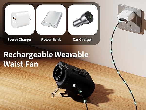 personal waist fan rechargeable