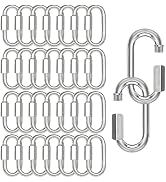 30PCS 2 Inches Chain Quick Links, M5 Galvanized Steel Thread Heavy Duty Carabiner Clips, 3/16" Lo...