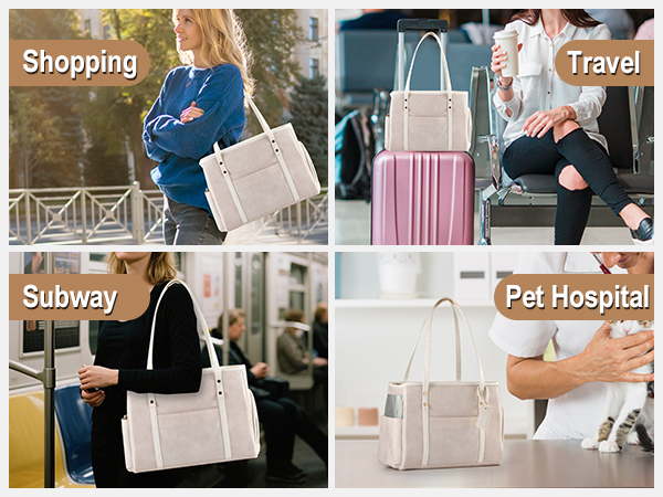 Fashion Dog Carrier Purse, Premium Leather Cat Carrier Bag