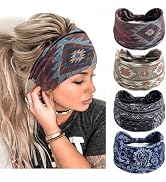 STGDAK Boho Headbands Vintage Hair Bands Elastic Head Wraps Knotted Wide Headband Non Slip Turban...