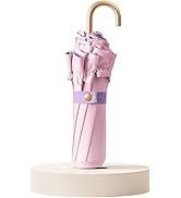 Travebo Floral Edge Travel Folding Umbrella with Golden Hook-Shaped Handle for Women Girls Kids/P...