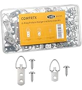 COMFRTX (2 Sizes, 140PCS) D-Ring Picture Hangers with Screws Kit – 40 Single Hole & 20 Double Hol...