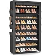 BrFoYu Shoe Rack with Cover, 10 Tier Shoe Organizer Storage for 40-50 Pairs Sneaker and Boots, La...