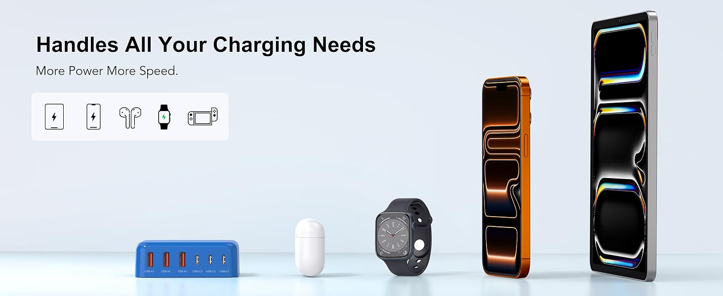 6 Ports for Fast Charging