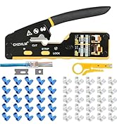 RJ45 Crimp Tool Kit All-in-one Ethernet Crimping Tool Pass Through Crimper for 8P RJ45 Cat5 Cat5e...