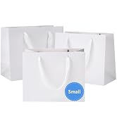 Ronvir 25Pcs Small Gift Bags 8.6x3.9x7 Inch Paper Bags With Handles White Gift Bag For Party Favo...