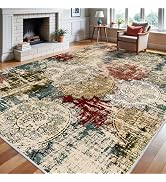 BYYVVO 9x12 Living Room Area Rugs - Washable Abstract Large Rug Ultra Soft Non-Slip Carpets for B...