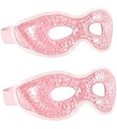 2-Pack Cooling Eye Mask - Reusable Gel Cold Eye Mask with Plush Backing for Puffiness, Headache, ...