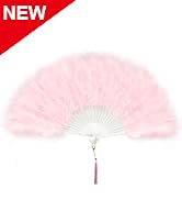 EOSAU Marabou Feather Fans Handheld, 1920s Vintage Gatsby Style Flapper Folding Hand Fan Foldable...