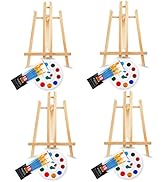 AROIC 48 PCS Professional Painting Set with Easels, 4 PCS Wood Easels, 4 Packs of 40 Brushes with...