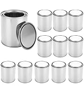 LDHHYH 12 Pack Empty Paint Cans, 0.84 Pint Size Silver Tin Cans with Lids, Multipurpose Metal Can...