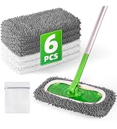 6 Pack Reusable Mop Pads Compatible with Swiffer Sweeper Mop, Wet and Dry Chenille Sweeping Cloth...