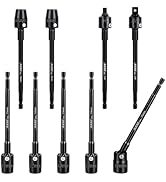 AKM TOOL 9-Piece Long Universal Nut driver set, 6 inch 360°Rotatable Hex Shank Impact Driver Sock...