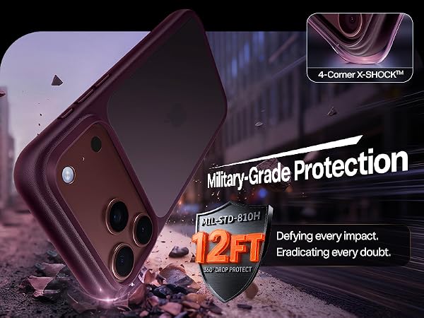 TORRAS for iPhone 18 Pro Case Burgundy Purple, Guardian Champion Series