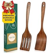 Teak Wood Spatula for Cooking, 2Pcs Wooden Kitchen Spatula Set, Durable Flat Spatula for Kitchen ...
