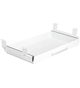 OSteed Under Desk Drawer Organizer 21" White Upgrade with Adjustable Brackets, Sliding Pull-Out U...