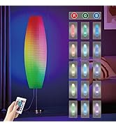 Diploma Color Changing Rice Paper Floor Lamp With Two RGB LED Bulbs And Remote Control: Lantern F...