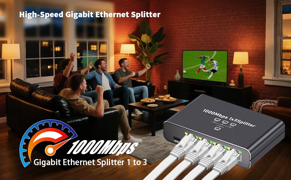 Gigabit Ethernet Splitter 1 to 3