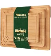 Homaxy Organic Bamboo Cutting Boards Set for Kitchen Set of 3, Wooden Cutting Board Set with Juic...