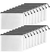 SUNEE Plastic Mesh Zipper Pouch 7x11 in (Black, 18 Packs),Extra Large Water-Resistant Zip Bag for...