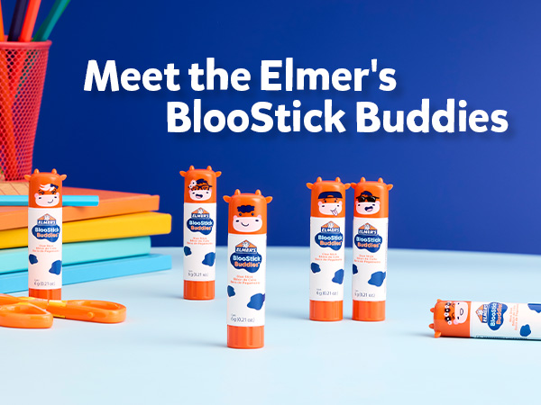Elmer's Glue Sticks Combo Pack, BlooStick Buddies and Disappearing Purple Glue Sticks, 6g, 12 Count