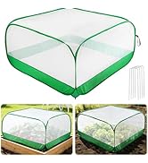 Pop Up Garden Netting for Square Raised Beds - 3.3'L x 3.3'W x 1.65'H Ultra Fine Mesh Net Plant C...