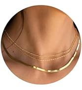 Senteria Gold Layered Necklace for Women 14KGold Plated Necklace Chain Dainty Gold Stack Long Nec...