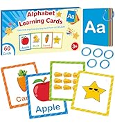 Edumix Toddler Learning Flash Cards, 60 PCS Double Sides Flashcards for Alphabets, Numbers, Color...