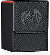 UAONO Card Deck Box for Yugioh MTG, 100+ Deck Case with 2 Dividers, PU Leather Storage Box, Compa...