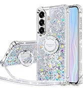 Silverback for Samsung Galaxy S26 Case, Moving Liquid Holographic Glitter Case with Ring Stand, G...