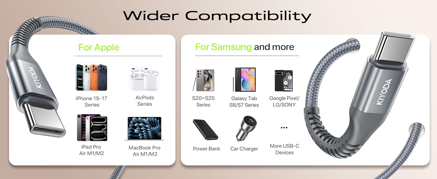 usb type c cable fast charging cord iphone 17 16 15 cable