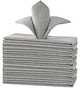 H.VERSAILTEX Linen Textured Cloth Napkins Set of 12 (18" X 18") Linen Textured Dinner Napkins Wat...
