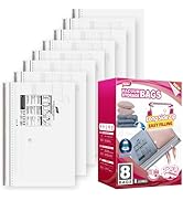 TAILI LONG SIDE ZIP 8 Pack Jumbo Vacuum Storage Bags, Space Saver for Bedding, Towels, Blankets, ...