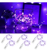 YKB 6 Pack Purple Fairy String Lights Battery Operated Fairy Lights Starry String Lights on 3.3ft...