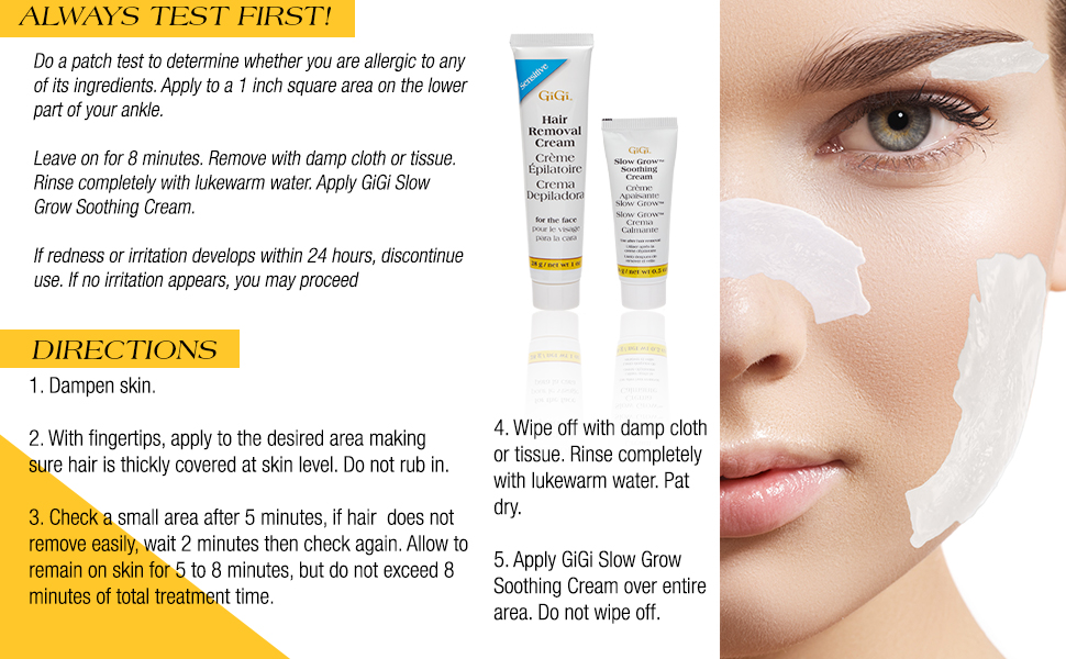 GiGi Facial Hair Removal Cream and Slow Grow Soothing Cream Set for Sensitive Skin