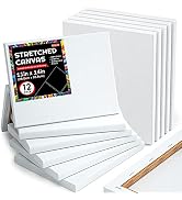 Shuttle Art Stretched Canvas, 12 Pack 11 x 14 Inch Canvases for Painting, 100% Cotton, Primed Whi...