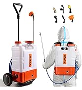 VEVOR 4 Gallon Battery Powered Backpack Sprayer with Wheeled Cart, Adjustable 0-94 PSI, 13FT Hose...