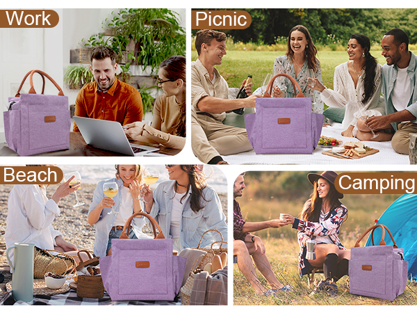 lunch bag box women insulated reusable large spacious travel work picnic beach outdoor camping