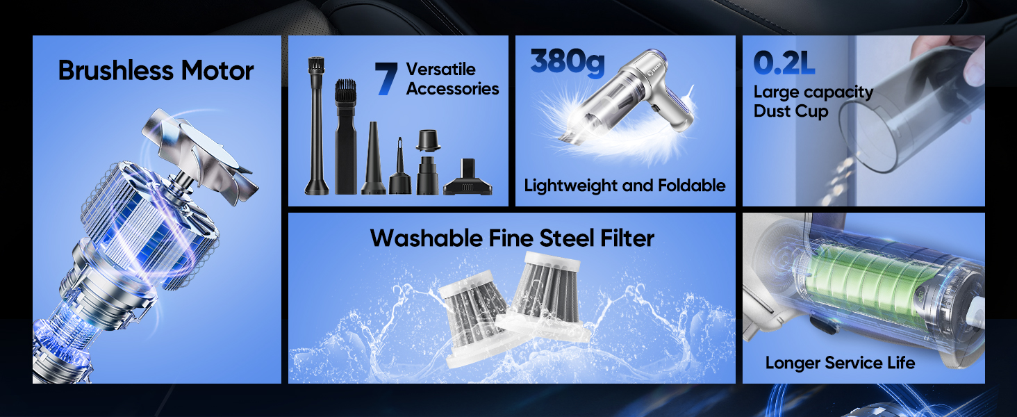 Saker Portable Cordless Car Vacuum