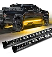 OPT7 Sidekick 86" Running Board Lights 2PCS LED Strips w/Sequential Amber Turn Signal, DRL, White...