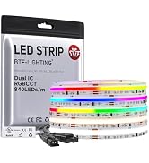 BTF-LIGHTING FCOB COB LED Strip IP30 Piexl IC RGBCCT 16.4FT 840LED/m DC24V 28IC/m Flexible High D...