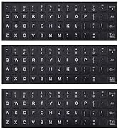 3PCS Universal English Keyboard Letter Stickers, Replacement English Keyboard Stickers with Black...