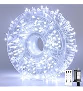 JMEXSUSS 132 ft 400 LED White Christmas Lights Indoor Outdoor Waterproof, 8 Modes White String Li...