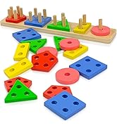 Play22 Montessori Toys for 1 2 3 Years Old Toddlers Boys Girls - Wooden Sorting & Stacking Educat...