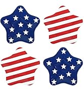 Whaline 40Pcs Patriotic Paper Plates 2 Designs Red Stripe Blue Star Disposable Plates 4th of July...