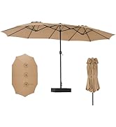 DUMOS 15FT Large Patio Umbrella with Base Included, Rectangle Table Umbrella Outdoor Patio, Outsi...