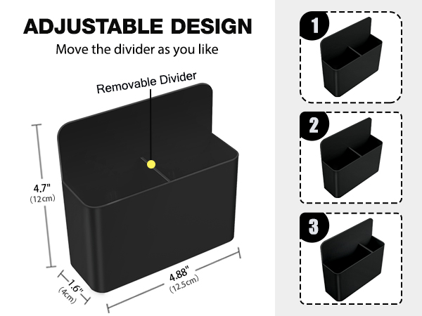 the divider can be adjusted to fit different need. 3 way for space adjustment